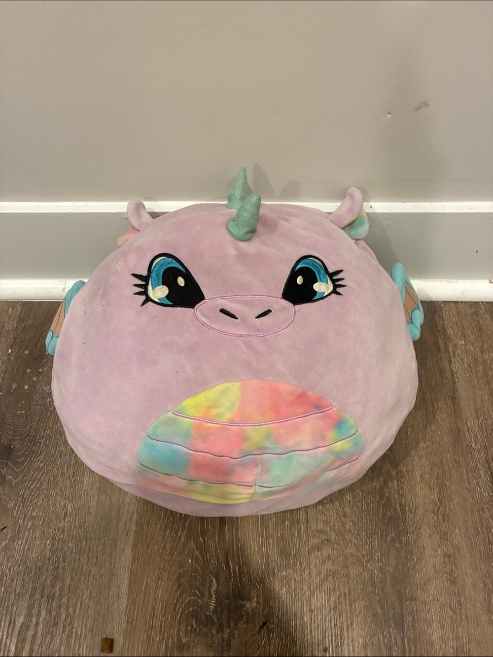 Squishmallows Pastel Pink Unicorn Plush with Rainbow Belly